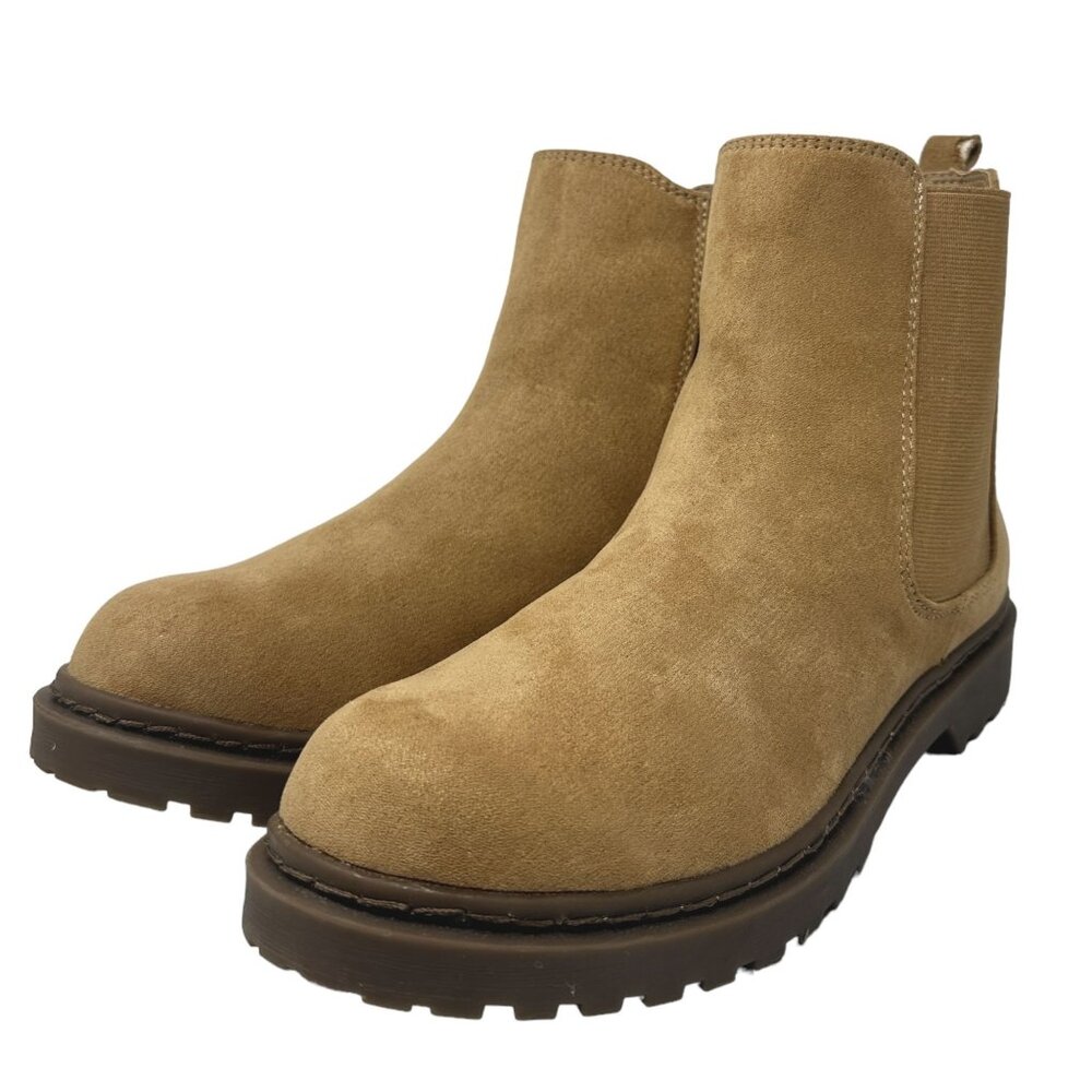 American Eagle Outfitters Womens 9 Tan Faux Suede Chelsea Boot Side Zip Shoes - Picture 4 of 14
